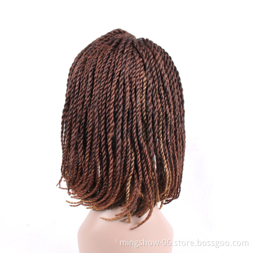 Short Braided Senegalease Braids Wigs for Black Women Synthetic Hair Cosplay African American Women's Wig